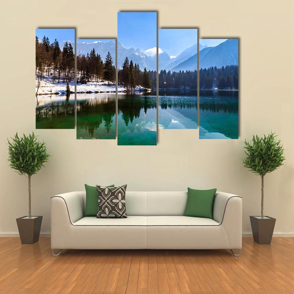 Spring At The Alpine Lake Canvas Wall Art-5 Pop-Gallery Wrap-47" x 32"-Tiaracle