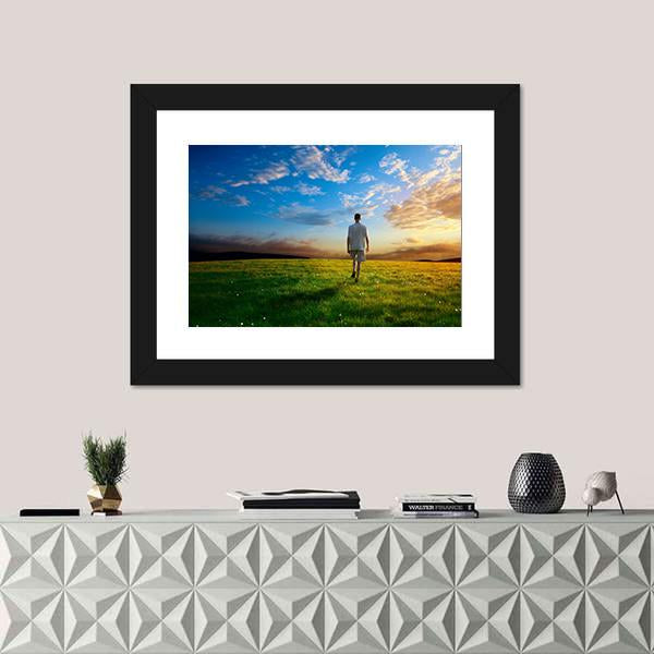 Spring Field Grass At Sunset Vertical Canvas Wall Art-3 Vertical-Gallery Wrap-12" x 25"-Tiaracle