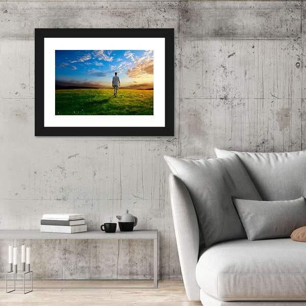 Spring Field Grass At Sunset Vertical Canvas Wall Art-3 Vertical-Gallery Wrap-12" x 25"-Tiaracle