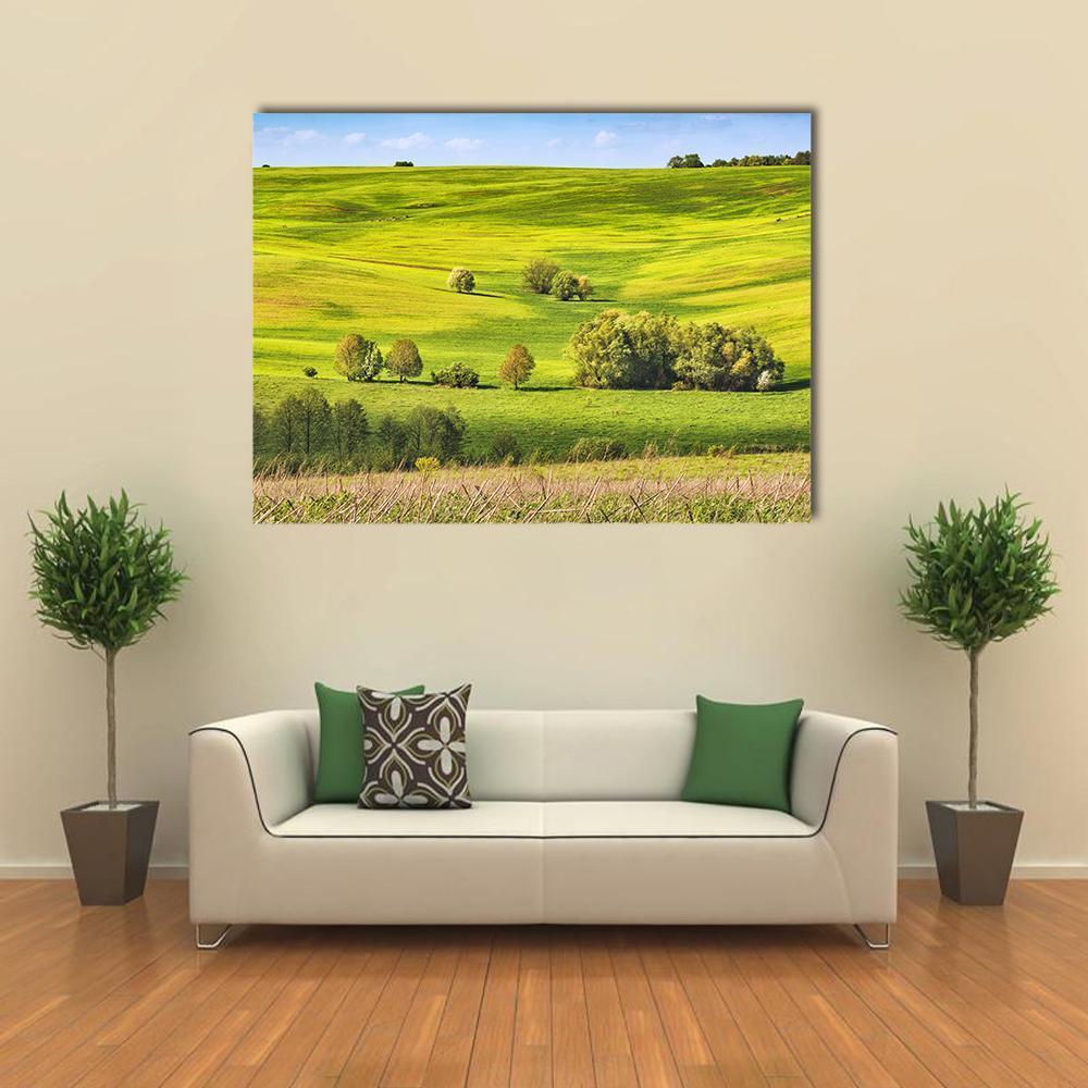 Spring Fields Covered With Fresh Grass Canvas Wall Art-1 Piece-Gallery Wrap-48" x 32"-Tiaracle