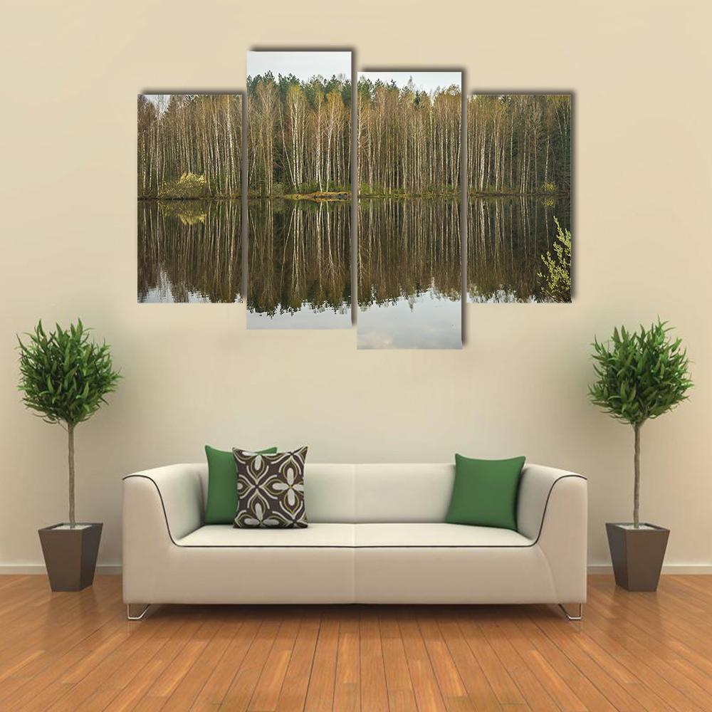 Spring Flood In Kaluga Region Canvas Wall Art-4 Pop-Gallery Wrap-50" x 32"-Tiaracle