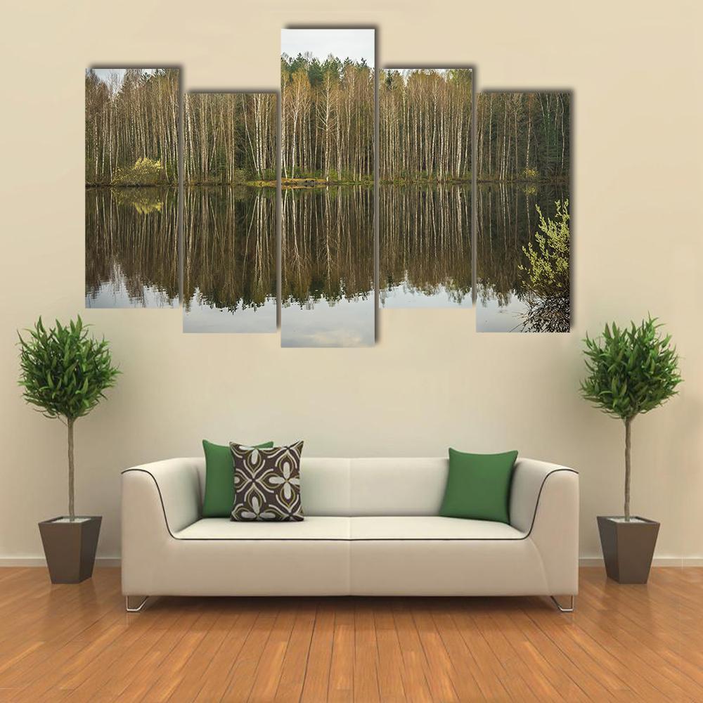 Spring Flood In Kaluga Region Canvas Wall Art-5 Pop-Gallery Wrap-47" x 32"-Tiaracle