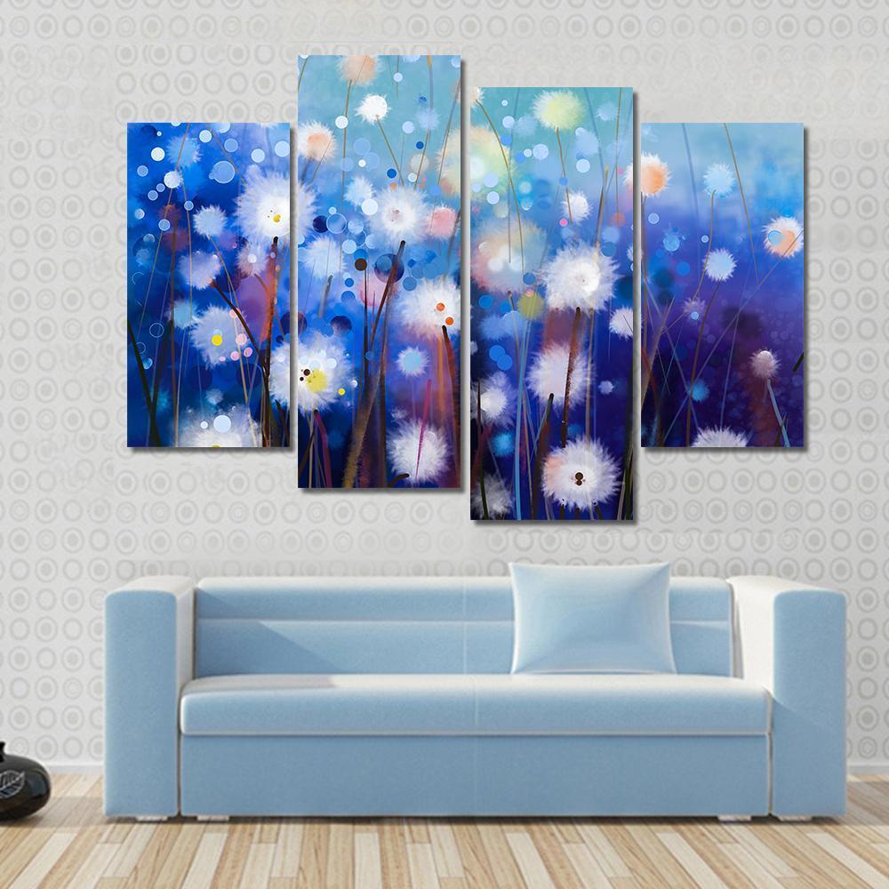 Spring Floral Seasonal Nature Abstract Canvas Wall Art-4 Pop-Gallery Wrap-50" x 32"-Tiaracle