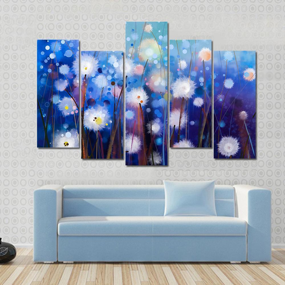 Spring Floral Seasonal Nature Abstract Canvas Wall Art-5 Pop-Gallery Wrap-47" x 32"-Tiaracle