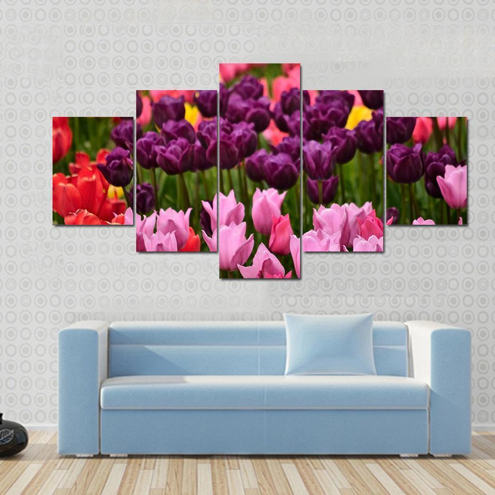 Spring Flower Tulips Canvas Wall Art-1 Piece-Gallery Wrap-48" x 32"-Tiaracle
