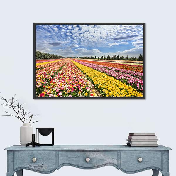 Spring Flowering Buttercups Canvas Wall Art-1 Piece-Floating Frame-24" x 16"-Tiaracle