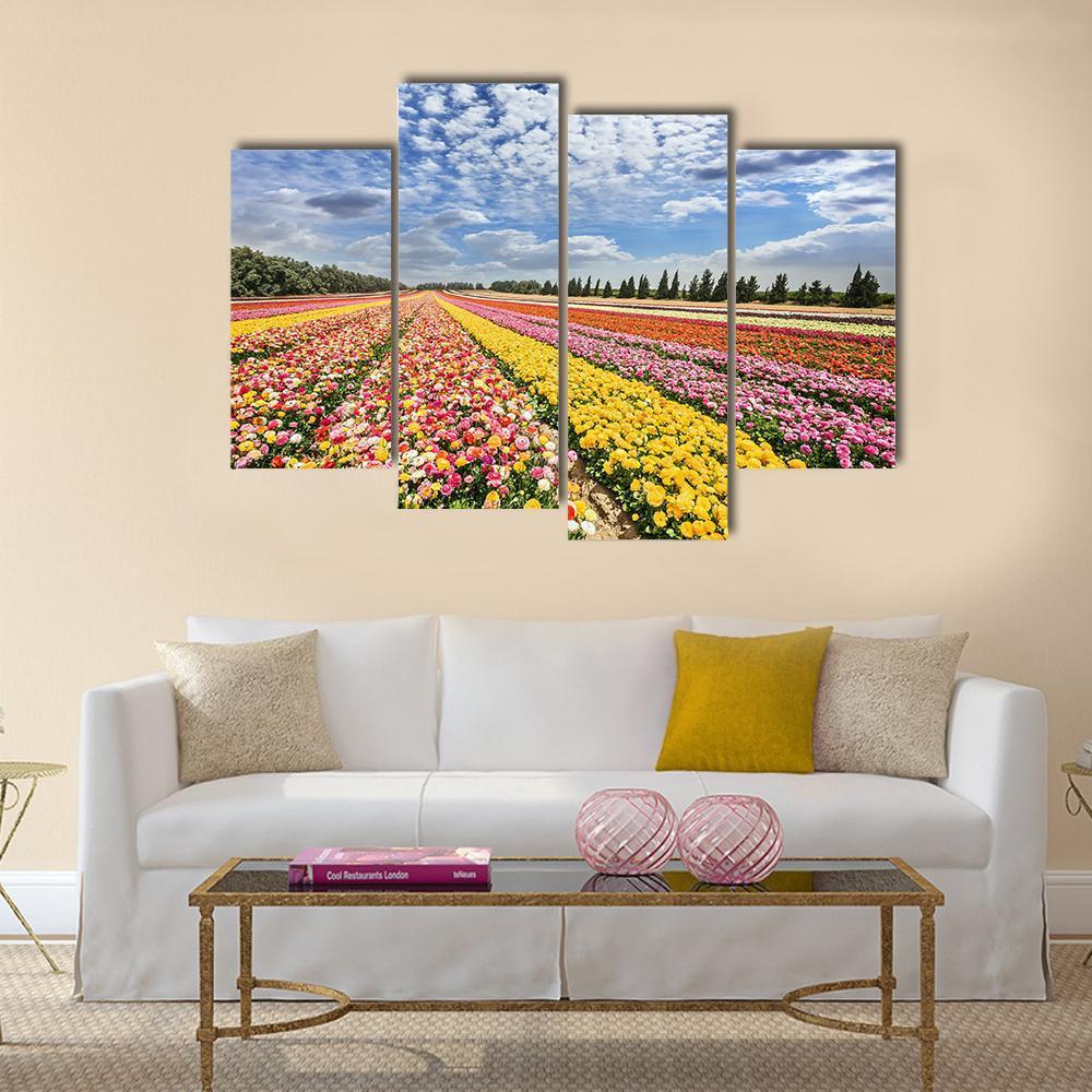 Spring Flowering Buttercups Canvas Wall Art-4 Pop-Gallery Wrap-50" x 32"-Tiaracle