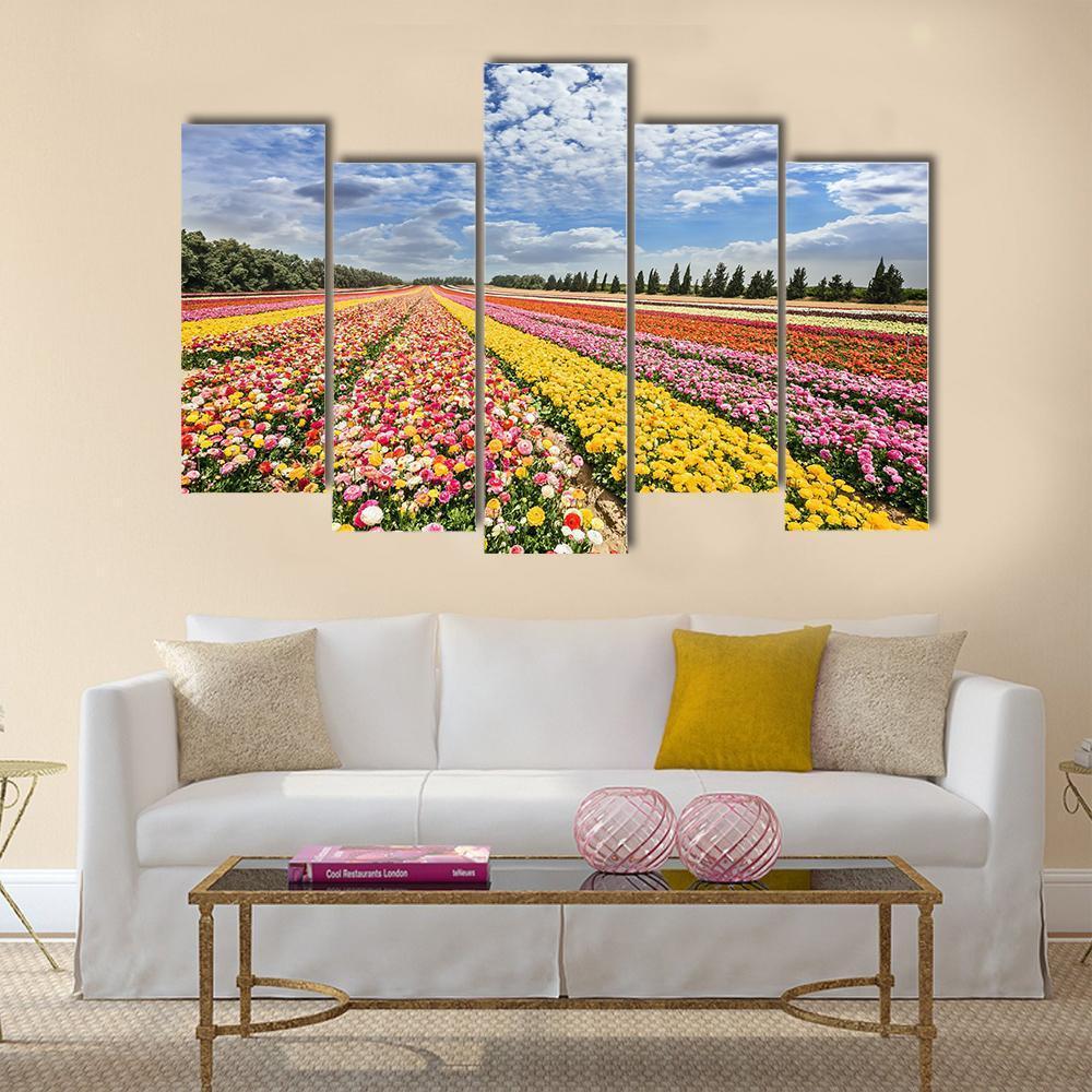 Spring Flowering Buttercups Canvas Wall Art-5 Pop-Gallery Wrap-47" x 32"-Tiaracle