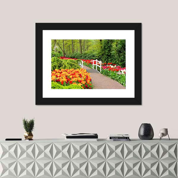 Spring Flowers At Keukenhof Gardens Panoramic Canvas Wall Art-1 Piece-36" x 12"-Tiaracle
