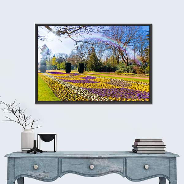 Spring Garden Scenery Canvas Wall Art-1 Piece-Floating Frame-24" x 16"-Tiaracle