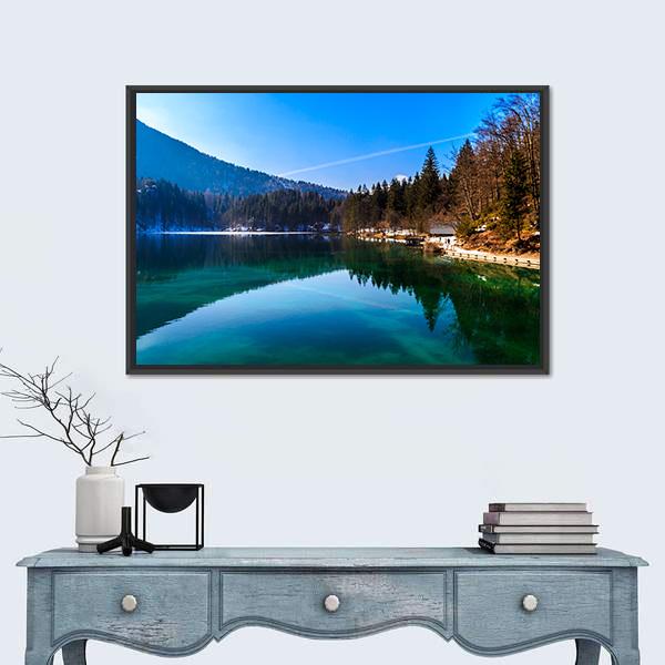 Spring In The Alpine Lake Canvas Wall Art-1 Piece-Floating Frame-24" x 16"-Tiaracle