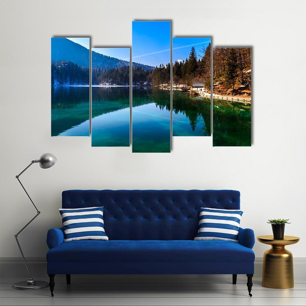 Spring In The Alpine Lake Canvas Wall Art-5 Pop-Gallery Wrap-47" x 32"-Tiaracle