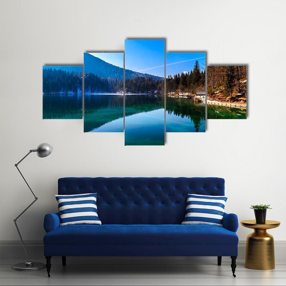 Spring In The Alpine Lake Canvas Wall Art-5 Star-Gallery Wrap-62" x 32"-Tiaracle