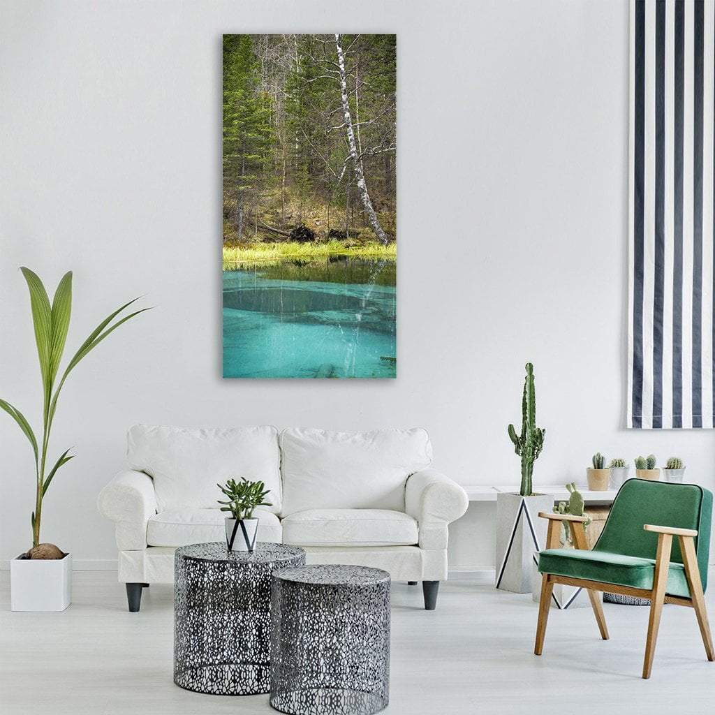 Spring Lake In Altai Russia Vertical Canvas Wall Art-1 Vertical-Gallery Wrap-12" x 24"-Tiaracle