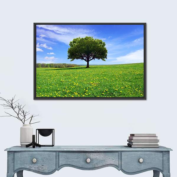 Spring Landscape Canvas Wall Art-1 Piece-Floating Frame-24" x 16"-Tiaracle