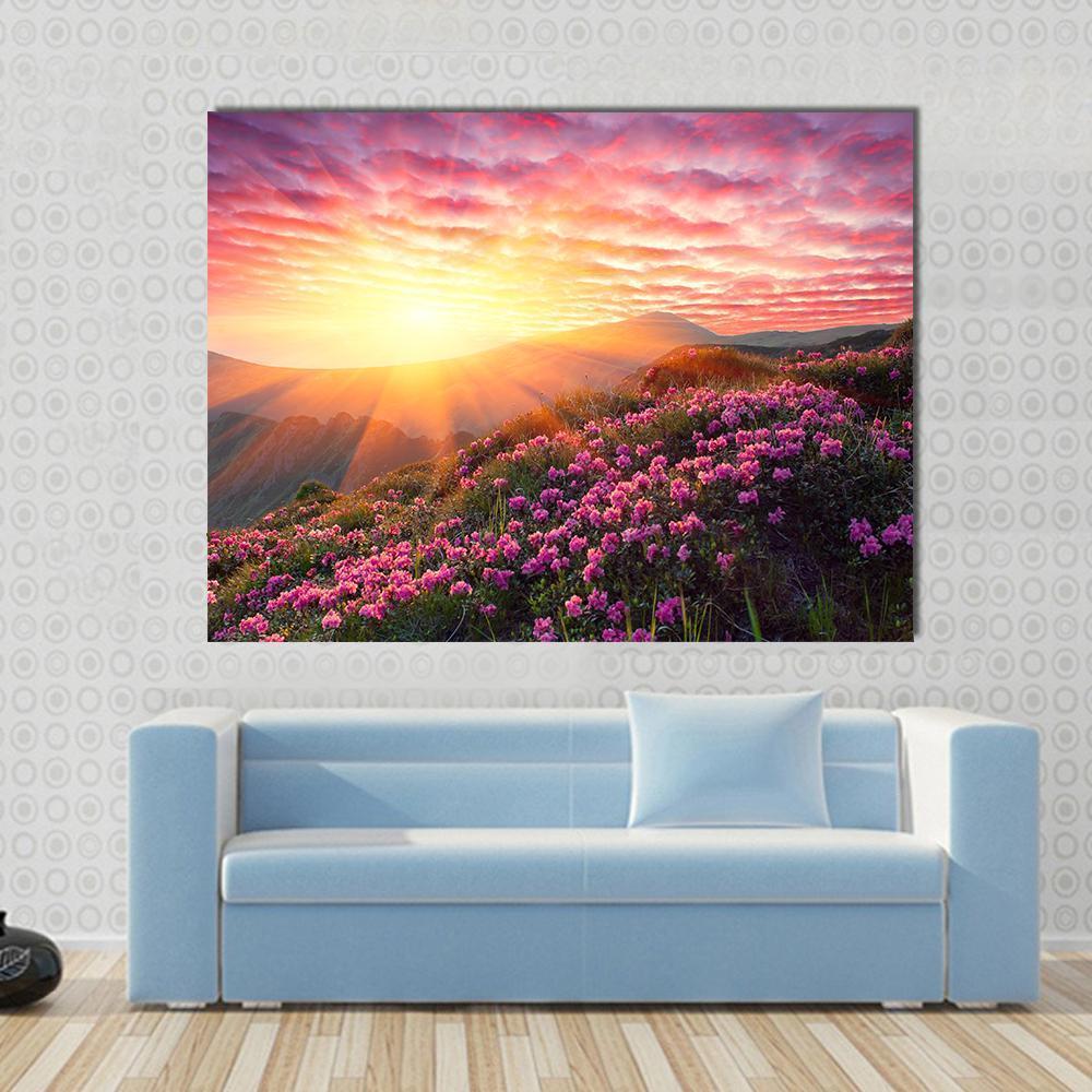 Spring Landscape In Mountains And The Sky With Clouds Canvas Wall Art-1 Piece-Gallery Wrap-36" x 24"-Tiaracle