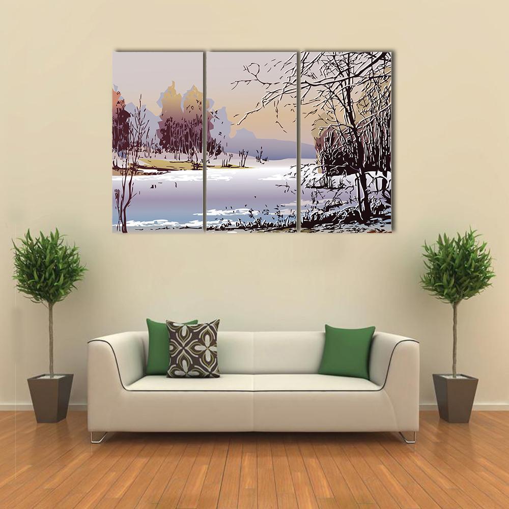 Spring Landscape In Sunny Weather Canvas Wall Art-3 Horizontal-Gallery Wrap-37" x 24"-Tiaracle