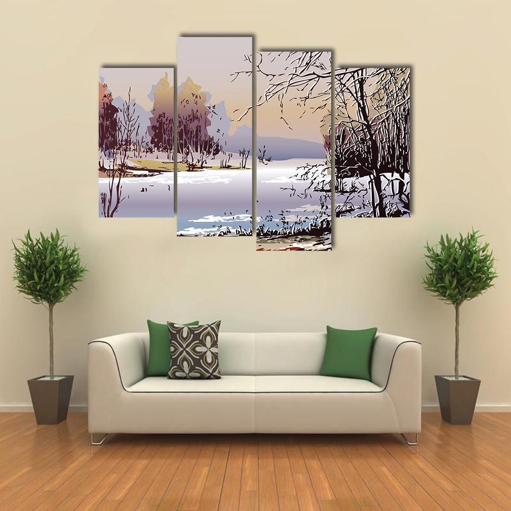 Spring Landscape In Sunny Weather Canvas Wall Art-4 Pop-Gallery Wrap-50" x 32"-Tiaracle