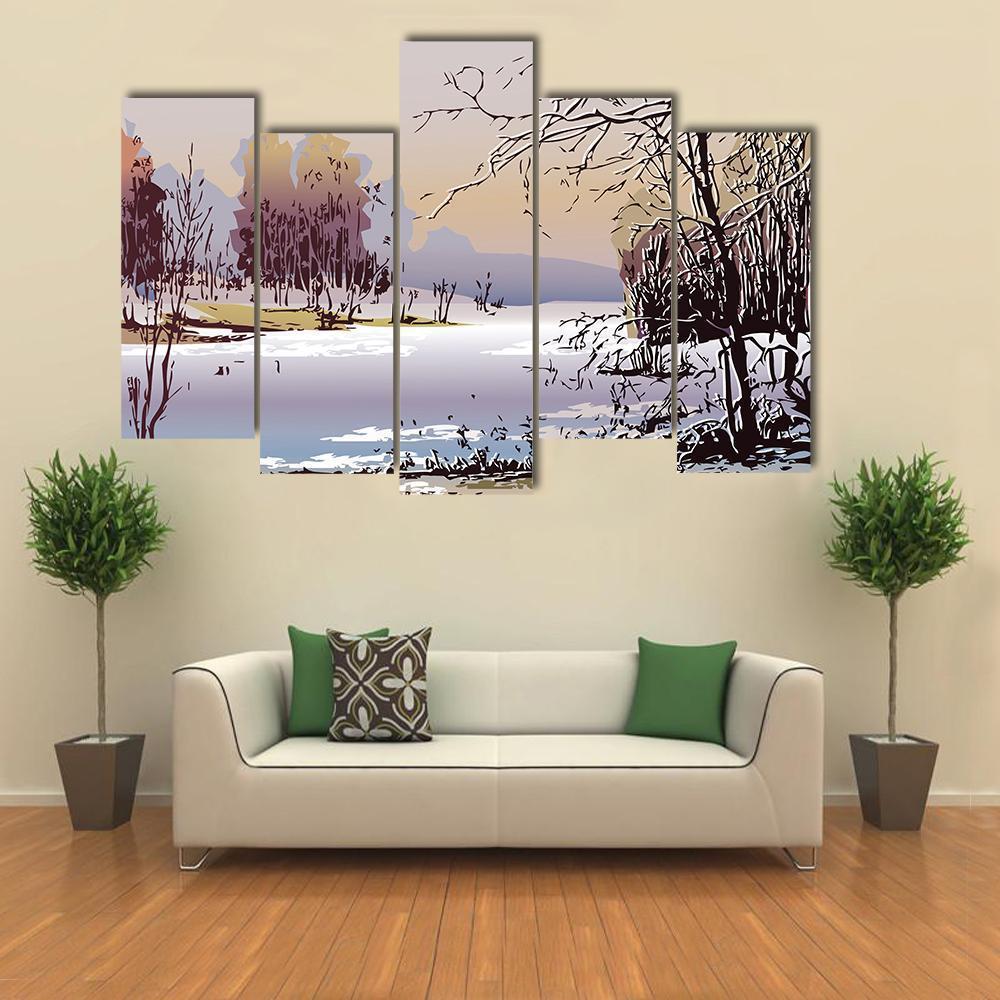 Spring Landscape In Sunny Weather Canvas Wall Art-5 Pop-Gallery Wrap-47" x 32"-Tiaracle