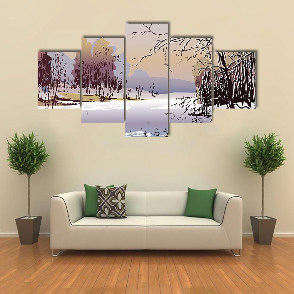 Spring Landscape In Sunny Weather Canvas Wall Art-5 Star-Gallery Wrap-62" x 32"-Tiaracle