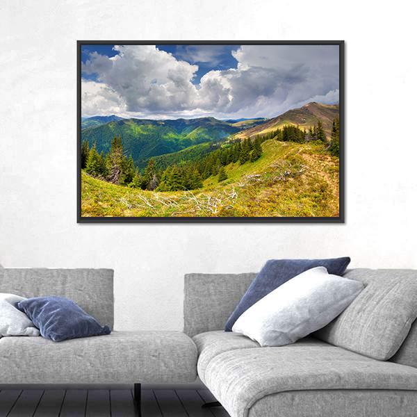 Spring Landscape In The Carpathian Mountains Canvas Wall Art-3 Horizontal-Gallery Wrap-25" x 16"-Tiaracle