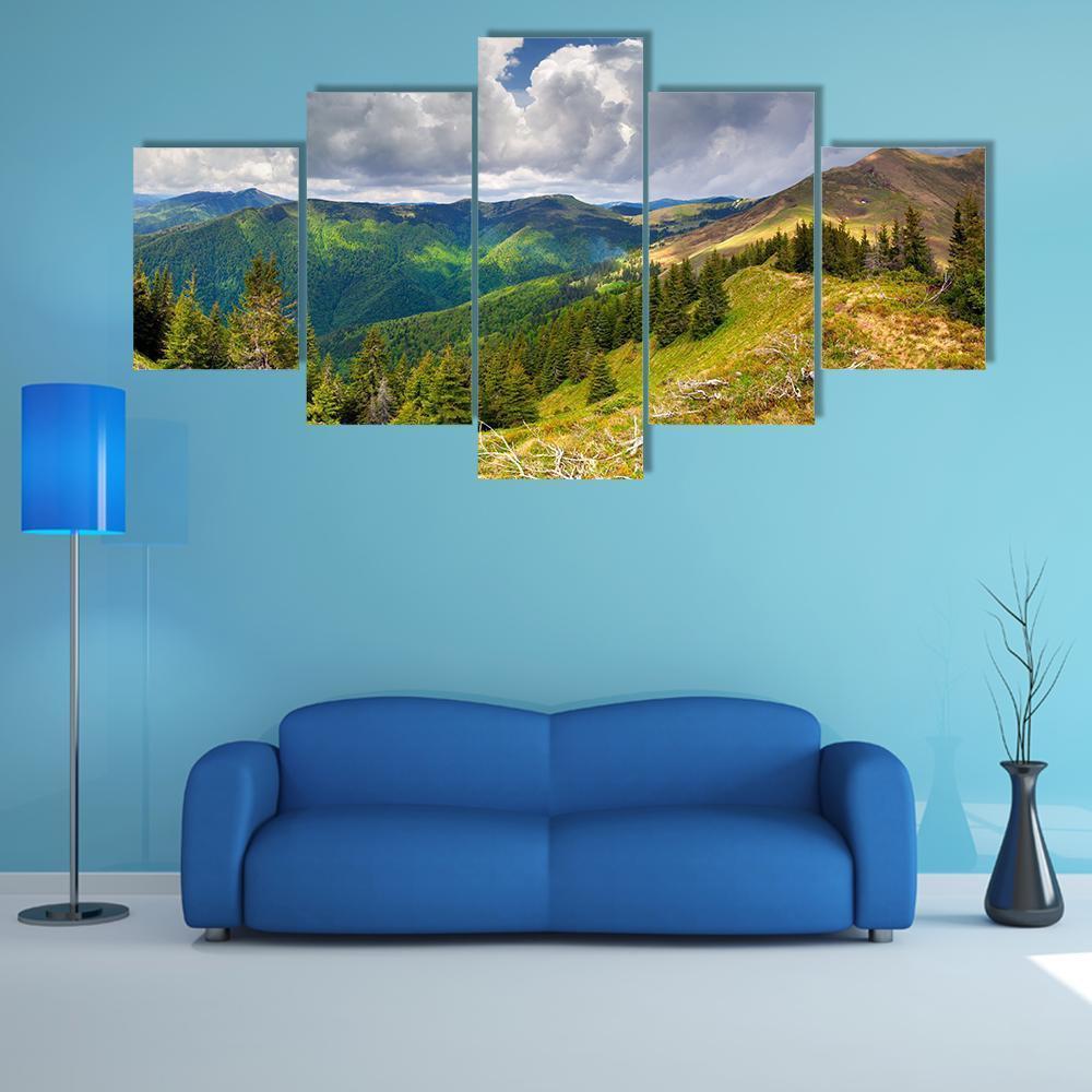Spring Landscape In The Carpathian Mountains Canvas Wall Art-5 Star-Gallery Wrap-62" x 32"-Tiaracle