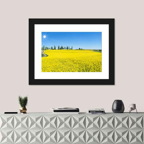 Spring Landscape With Blooming Rapeseed Panoramic Canvas Wall Art-1 Piece-36" x 12"-Tiaracle