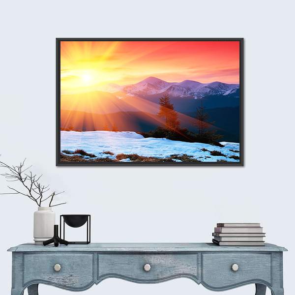 Spring Landscape With The Cloudy Sky Canvas Wall Art-1 Piece-Floating Frame-24" x 16"-Tiaracle