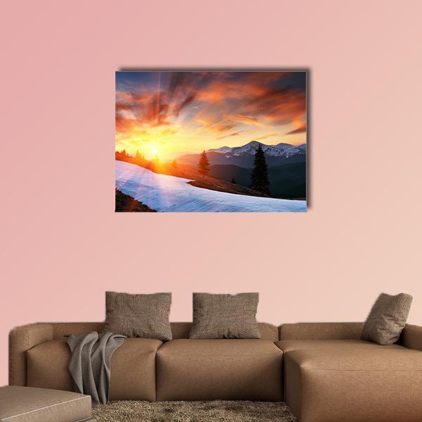 Spring Landscape With The Cloudy Sky Canvas Wall Art-1 Piece-Gallery Wrap-48" x 32"-Tiaracle