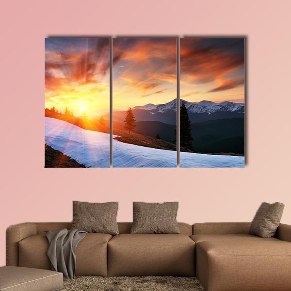 Spring Landscape With The Cloudy Sky Canvas Wall Art-3 Horizontal-Gallery Wrap-37" x 24"-Tiaracle