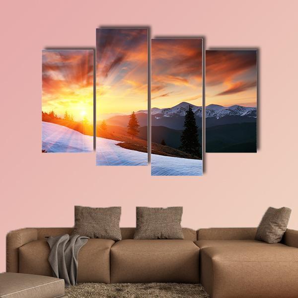 Spring Landscape With The Cloudy Sky Canvas Wall Art-4 Pop-Gallery Wrap-50" x 32"-Tiaracle