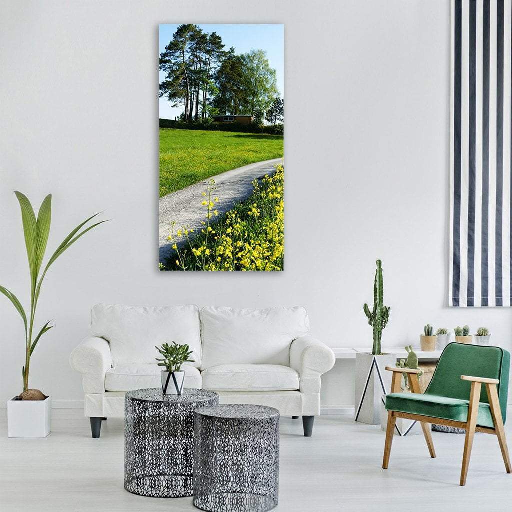 Spring Oil Seed Landscape Vertical Canvas Wall Art-1 Vertical-Gallery Wrap-12" x 24"-Tiaracle