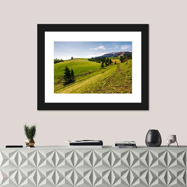Spring Scenery Of Borzhava Mountain Ridge Canvas Wall Art-1 Piece-Framed Print-20" x 16"-Tiaracle