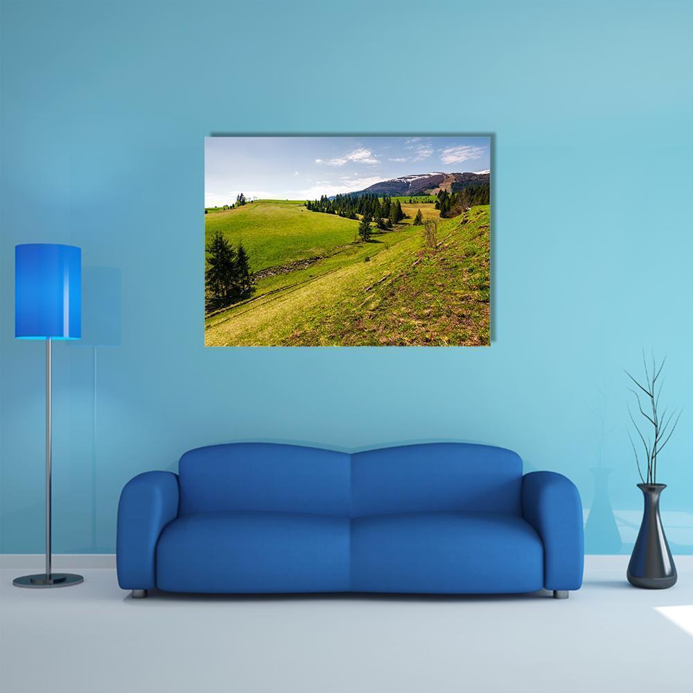 Spring Scenery Of Borzhava Mountain Ridge Canvas Wall Art-1 Piece-Gallery Wrap-48" x 32"-Tiaracle