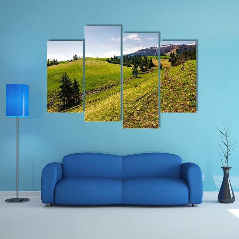 Spring Scenery Of Borzhava Mountain Ridge Canvas Wall Art-4 Pop-Gallery Wrap-50" x 32"-Tiaracle