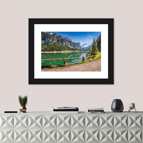 Spring Sunrise At Gosausee Lake Canvas Wall Art-1 Piece-Framed Print-20" x 16"-Tiaracle