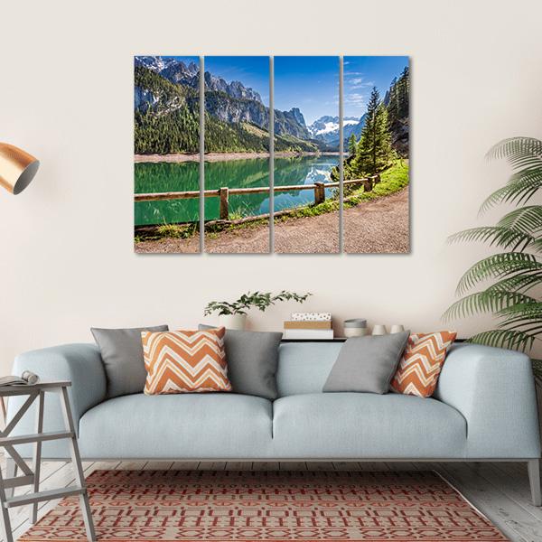 Spring Sunrise At Gosausee Lake Canvas Wall Art-4 Horizontal-Gallery Wrap-34" x 24"-Tiaracle