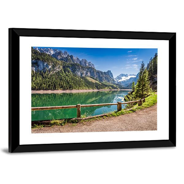 Spring Sunrise At Gosausee Lake Canvas Wall Art-3 Horizontal-Gallery Wrap-25" x 16"-Tiaracle