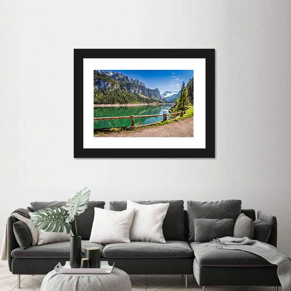 Spring Sunrise At Gosausee Lake Canvas Wall Art-3 Horizontal-Gallery Wrap-25" x 16"-Tiaracle