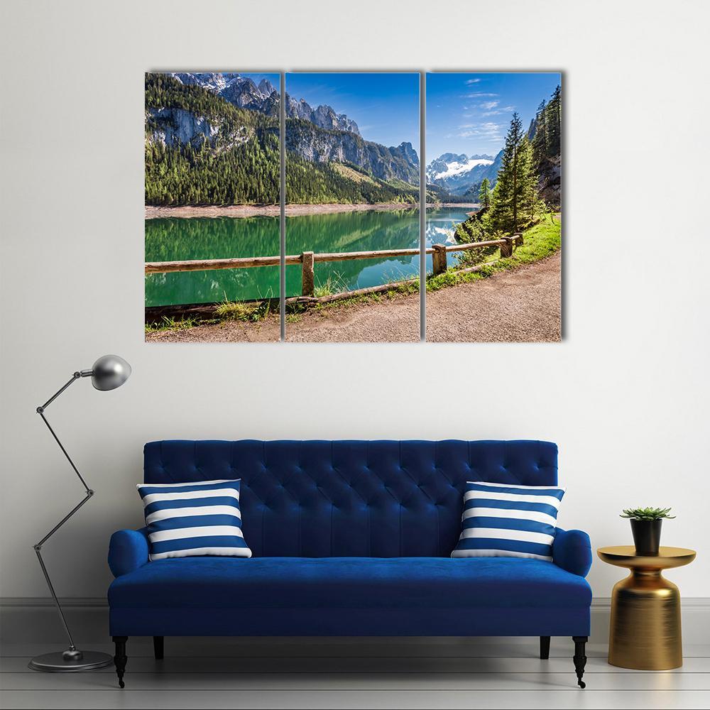 Spring Sunrise At Gosausee Lake Canvas Wall Art-3 Horizontal-Gallery Wrap-37" x 24"-Tiaracle