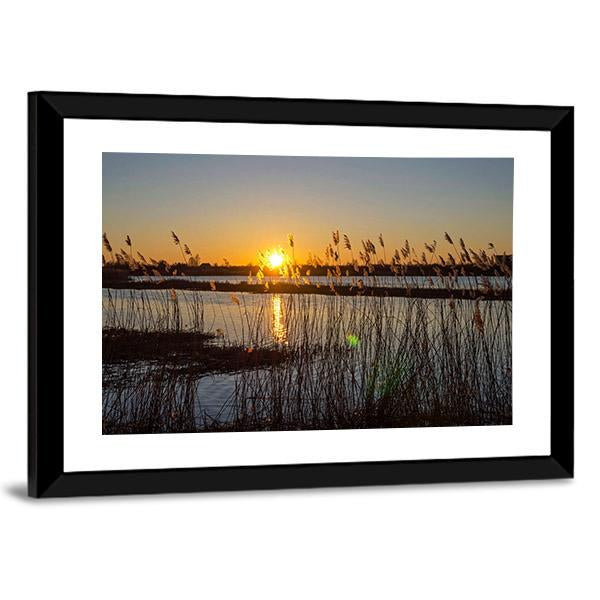 Spring Sunset On The River In Latvia Canvas Wall Art-3 Horizontal-Gallery Wrap-25" x 16"-Tiaracle