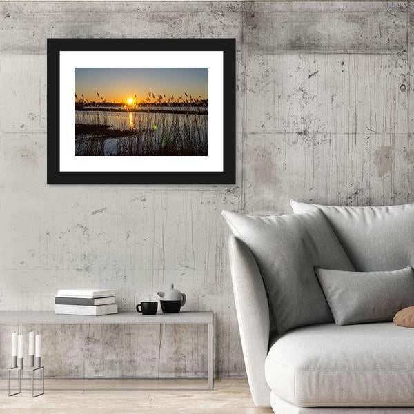 Spring Sunset On The River In Latvia Canvas Wall Art-3 Horizontal-Gallery Wrap-25" x 16"-Tiaracle