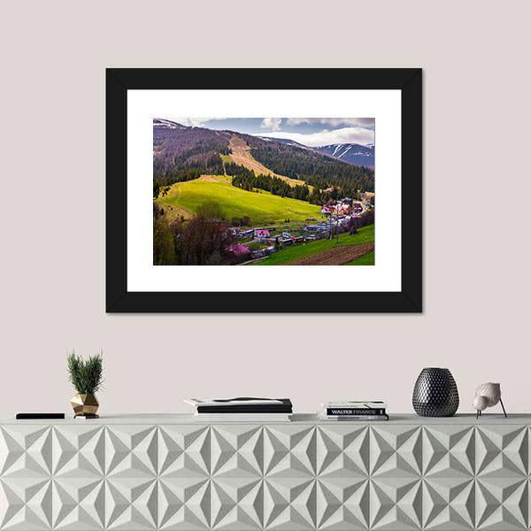 Springtime Landscape In Carpathian Mountains Canvas Wall Art-1 Piece-Framed Print-20" x 16"-Tiaracle