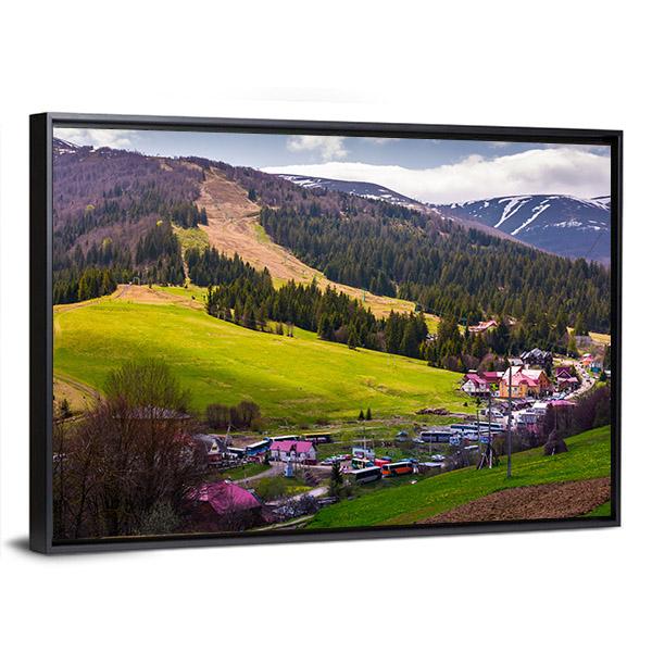 Springtime Landscape In Carpathian Mountains Canvas Wall Art-3 Horizontal-Gallery Wrap-25" x 16"-Tiaracle