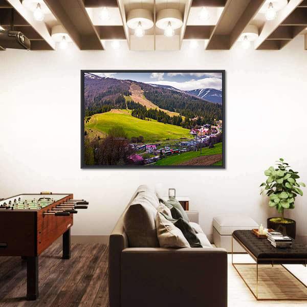 Springtime Landscape In Carpathian Mountains Canvas Wall Art-3 Horizontal-Gallery Wrap-25" x 16"-Tiaracle