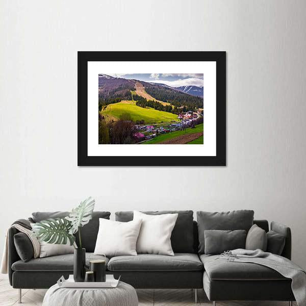 Springtime Landscape In Carpathian Mountains Canvas Wall Art-3 Horizontal-Gallery Wrap-25" x 16"-Tiaracle