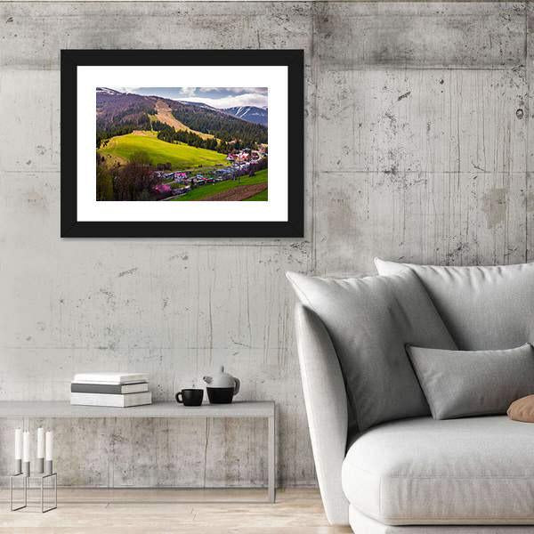 Springtime Landscape In Carpathian Mountains Canvas Wall Art-3 Horizontal-Gallery Wrap-25" x 16"-Tiaracle