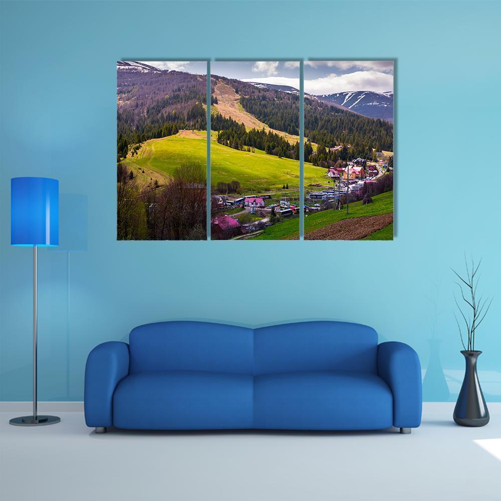 Springtime Landscape In Carpathian Mountains Canvas Wall Art-3 Horizontal-Gallery Wrap-37" x 24"-Tiaracle