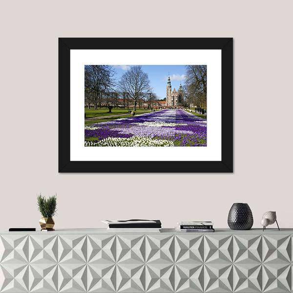Springtime Rosenborg Castle In Copenhagen Canvas Wall Art-1 Piece-Framed Print-20" x 16"-Tiaracle