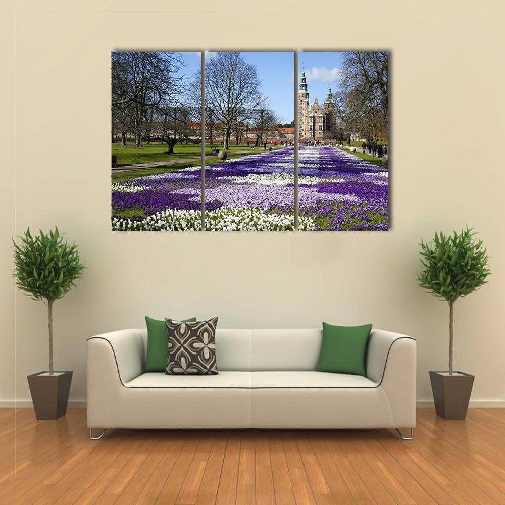 Springtime Rosenborg Castle In Copenhagen Canvas Wall Art-3 Horizontal-Gallery Wrap-37" x 24"-Tiaracle